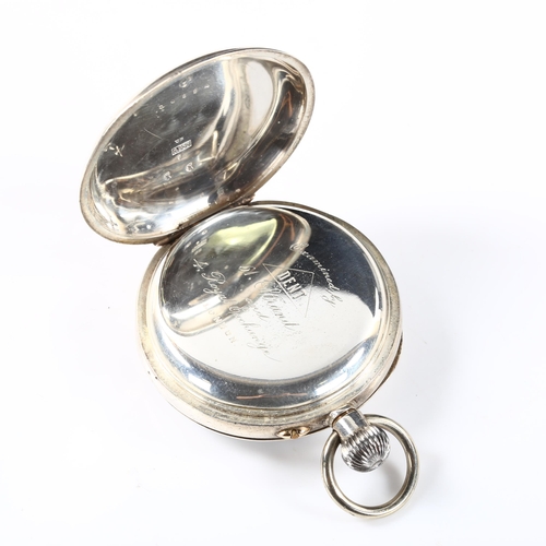 61 - A late 19th century Swiss silver-cased open-face keyless-wind chronometer pocket watch, white enamel... 