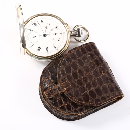 61 - A late 19th century Swiss silver-cased open-face keyless-wind chronometer pocket watch, white enamel... 