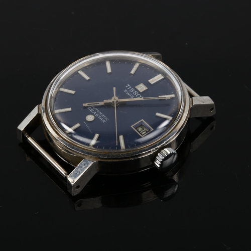 21 - TISSOT - a stainless steel Seastar automatic wristwatch head, ref. 44521-5, blue dial with silvered ... 