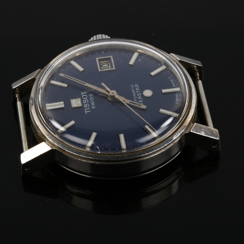 21 - TISSOT - a stainless steel Seastar automatic wristwatch head, ref. 44521-5, blue dial with silvered ... 