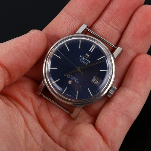 21 - TISSOT - a stainless steel Seastar automatic wristwatch head, ref. 44521-5, blue dial with silvered ... 