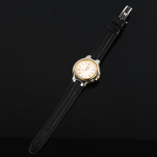 5 - DUNHILL - a gold plated stainless steel Londinium quartz wristwatch, circa 1998, white dial with gil... 