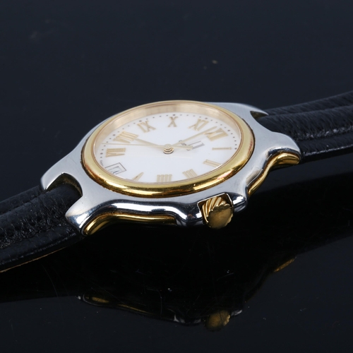 5 - DUNHILL - a gold plated stainless steel Londinium quartz wristwatch, circa 1998, white dial with gil... 