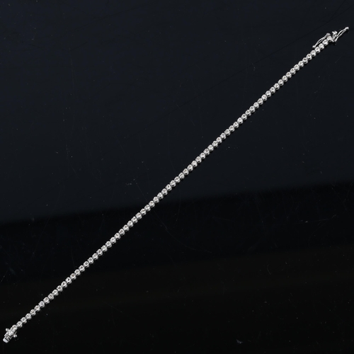 131 - A modern 18ct white gold diamond tennis line bracelet, set with modern round brilliant-cut diamonds,... 