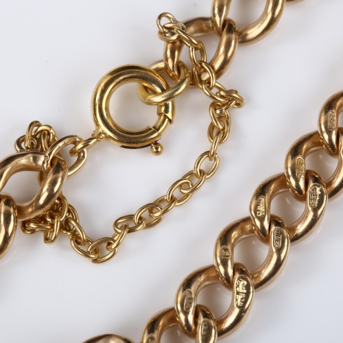 137 - An early 20th century 9ct gold curb link chain bracelet, bracelet length 22cm, 22.1g