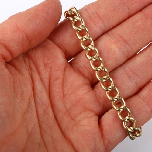 137 - An early 20th century 9ct gold curb link chain bracelet, bracelet length 22cm, 22.1g