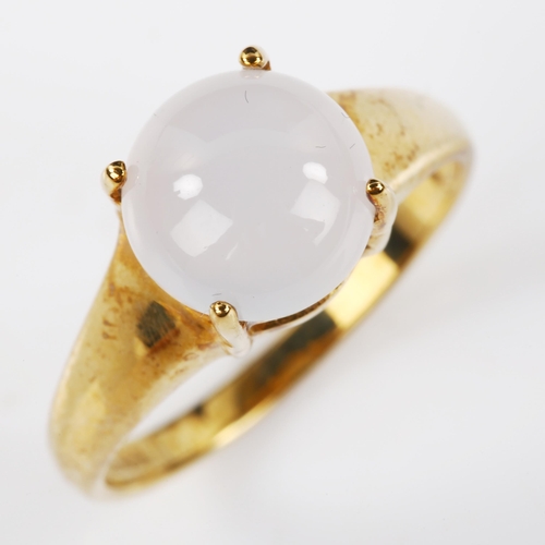 332 - A modern 9ct gold chalcedony dress ring, setting height 9.1mm, size N, 3.4g