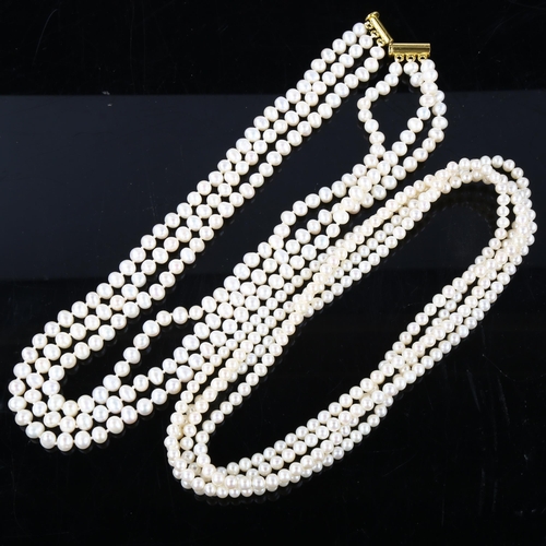 353 - 2 modern cultured pearl necklaces