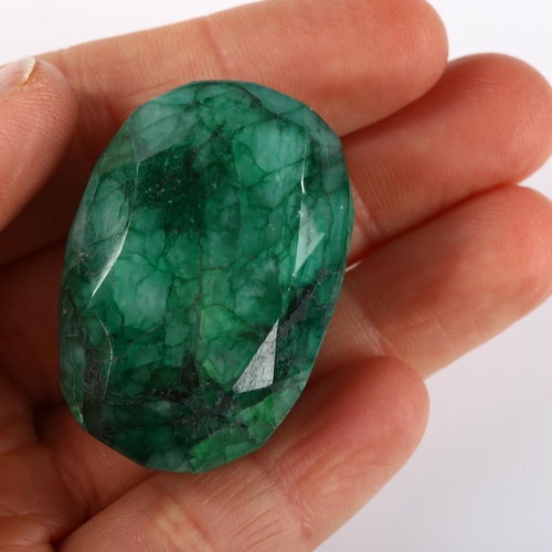 356 - 203.6ct unmounted oval mixed-cut emerald, 40.20mm x 27.65mm x 23.00mm, with GLI report card