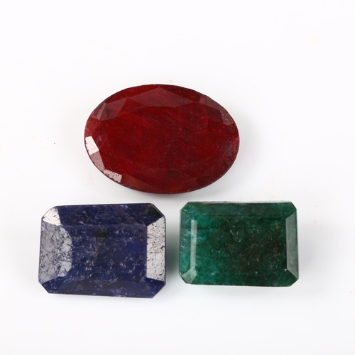 357 - Various unmounted gemstones, including 23.75ct ruby, 23.5ct sapphire etc