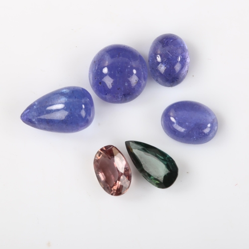 360 - Various unmounted gemstones, including 1.25ct oval cabochon tanzanite, 0.8ct green sapphire etc