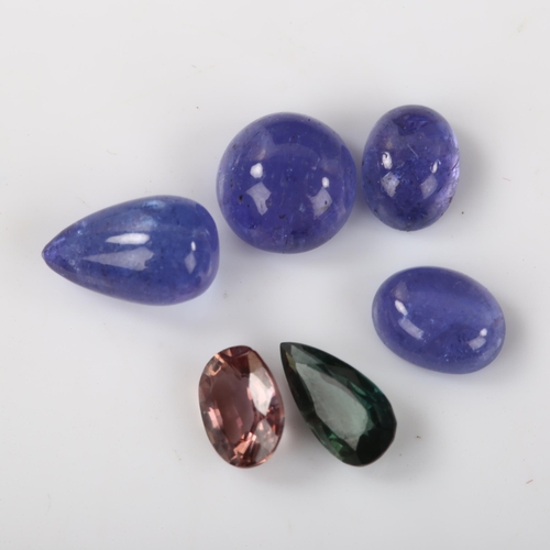 360 - Various unmounted gemstones, including 1.25ct oval cabochon tanzanite, 0.8ct green sapphire etc