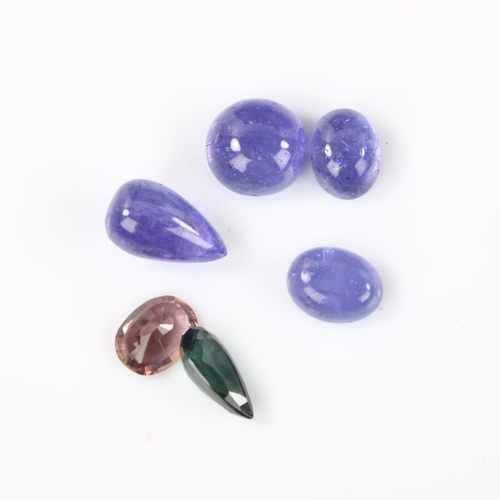 360 - Various unmounted gemstones, including 1.25ct oval cabochon tanzanite, 0.8ct green sapphire etc