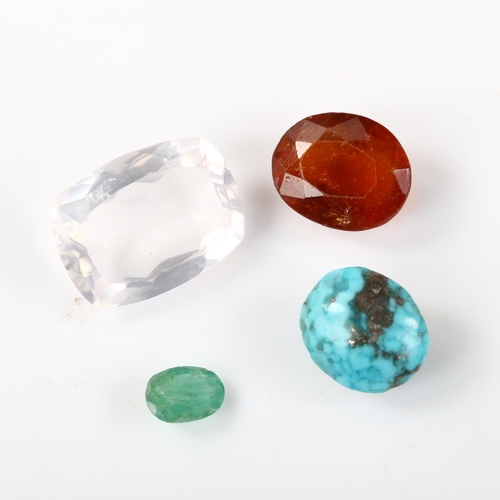 361 - Various unmounted gemstones, including 10ct rose quartz, 0.6ct Zambian emerald etc