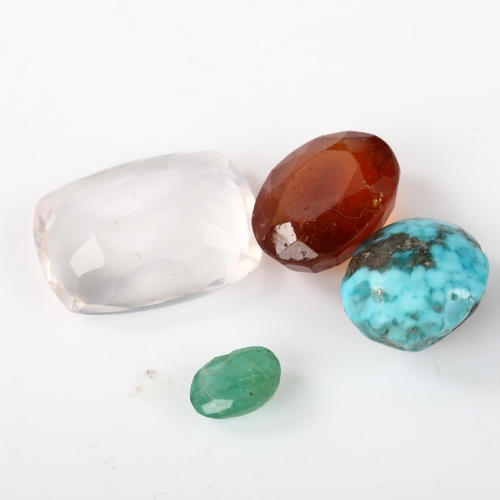 361 - Various unmounted gemstones, including 10ct rose quartz, 0.6ct Zambian emerald etc