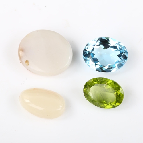 363 - 5 unmounted gemstones, including 7.05ct oval cabochon opal, 3.65ct oval peridot etc