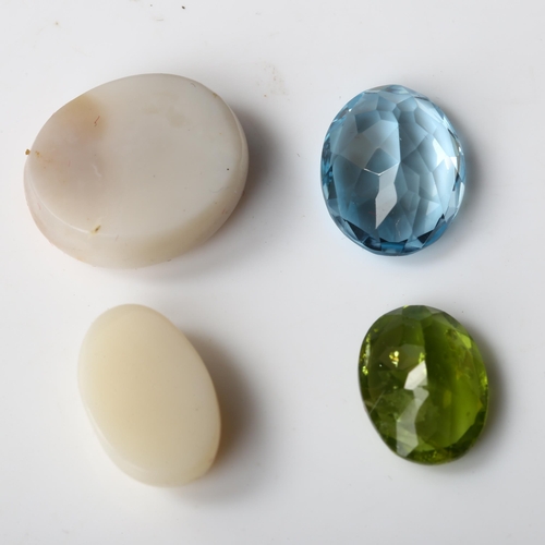 363 - 5 unmounted gemstones, including 7.05ct oval cabochon opal, 3.65ct oval peridot etc