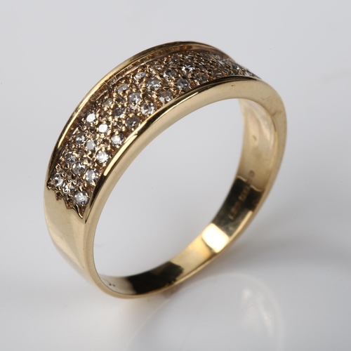 367 - A modern 9ct rose gold diamond band ring, set with single-cut diamonds, total diamond content approx... 