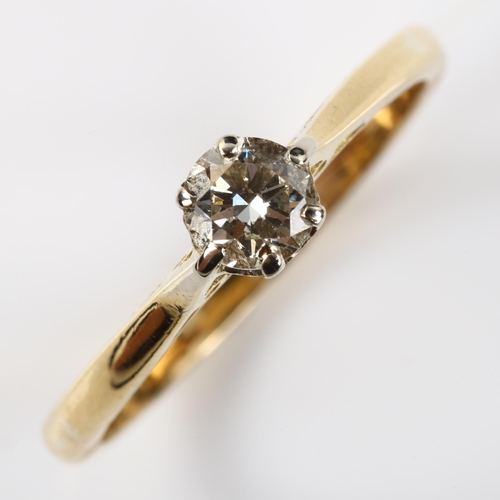 371 - An 18ct gold 0.3ct solitaire diamond ring, claw set with modern round brilliant-cut diamond, colour ... 