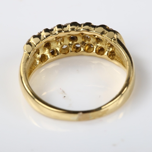 372 - A modern diamond band ring, unmarked gold settings test as 18ct, set with modern round brilliant-cut... 