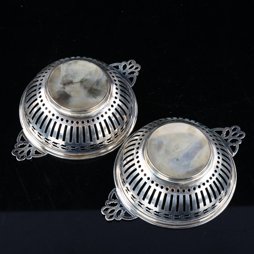 407 - A pair of George V silver 2-handled bon bon dishes, by Barker Brothers Silver Ltd, Jubilee hallmarks... 