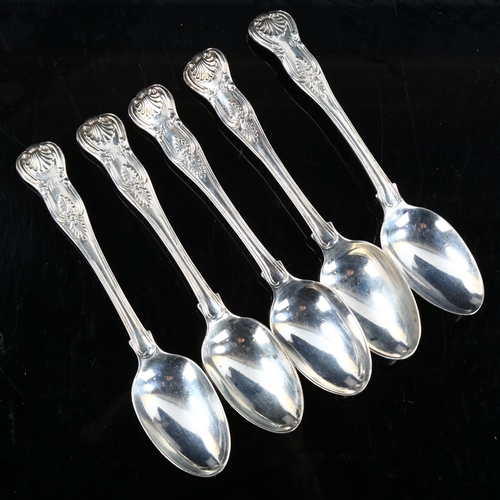 431 - A set of 5 William IV silver King's pattern teaspoons, by Mary Chawner, hallmarks London 1834, lengt... 