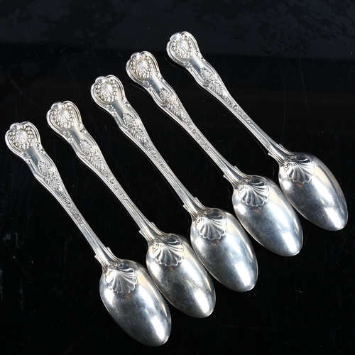 431 - A set of 5 William IV silver King's pattern teaspoons, by Mary Chawner, hallmarks London 1834, lengt... 