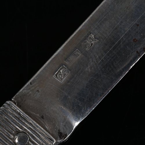 438 - A mid-19th century Russian silver fruit knife, engraved flower and bird decoration, dated 1848, make... 