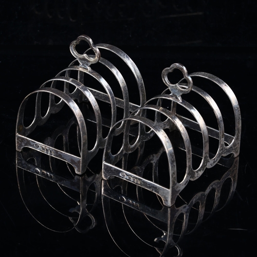 440 - A pair of Edward VIII silver 5-bar toast racks, by H Phillips, hallmarks London 1936, length 7.5cm, ... 