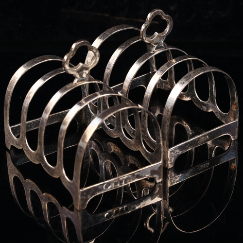 440 - A pair of Edward VIII silver 5-bar toast racks, by H Phillips, hallmarks London 1936, length 7.5cm, ... 