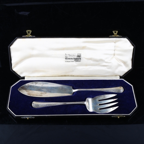 446 - An Art Deco silver Old English pattern fish serving set, by Goldsmiths & Silversmiths Co Ltd, hallma... 