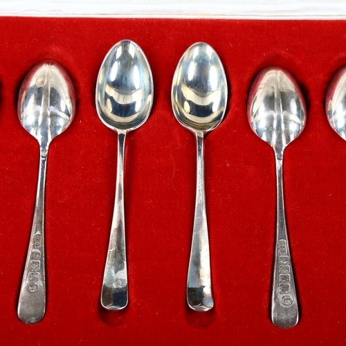 447 - A cased set of George V silver Jubilee British Hallmarks Rattail pattern teaspoons, by Roberts & Bel... 