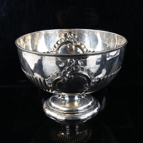 449 - A late Victorian silver pedestal punch bowl, relief embossed half fluted decoration, by George Natha... 