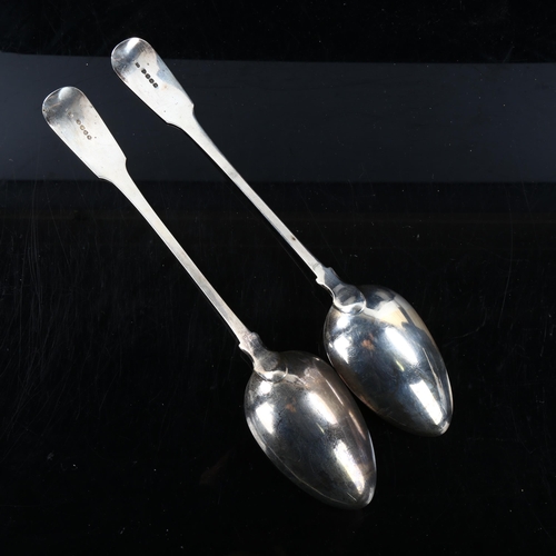 453 - A pair of George III silver Fiddle pattern gravy spoons, by Solomon Hougham, hallmarks London 1815, ... 