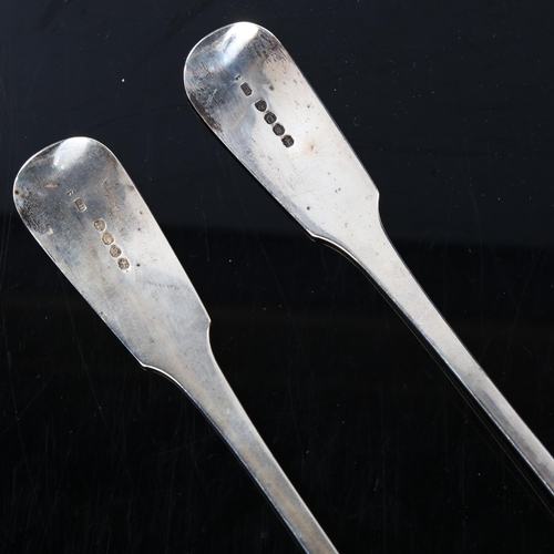 453 - A pair of George III silver Fiddle pattern gravy spoons, by Solomon Hougham, hallmarks London 1815, ... 