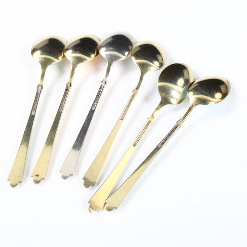 459 - EGON LAURIDSEN - a set of 6 Danish vermeil sterling silver and harlequin enamel coffee spoons, with ... 