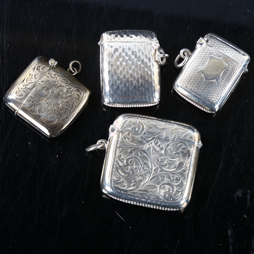 462 - 4 silver Vesta cases, largest 4.5cm x 4.5cm, 2.7oz total