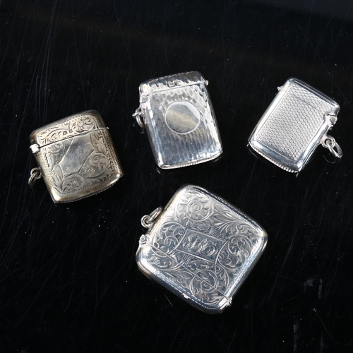 462 - 4 silver Vesta cases, largest 4.5cm x 4.5cm, 2.7oz total