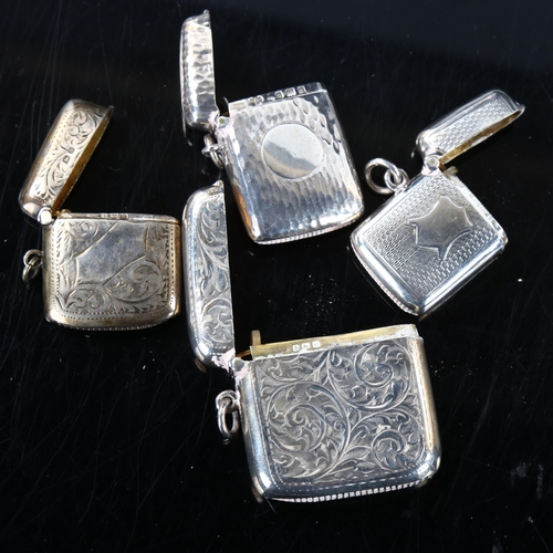 462 - 4 silver Vesta cases, largest 4.5cm x 4.5cm, 2.7oz total