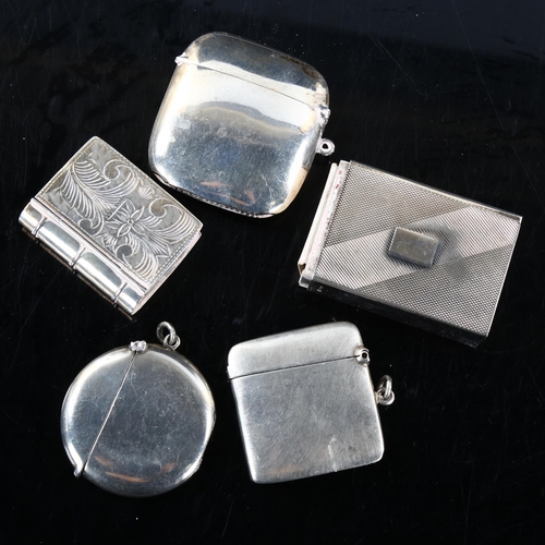 464 - Various silver, comprising matchbox holder, 3 Vesta cases, and a novelty book pillbox, 3.6oz weighab... 