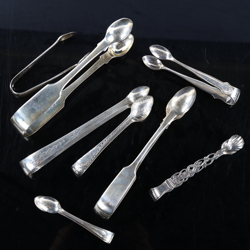 465 - 8 pairs of silver sugar tongs, including George III and Victorian, 6.3oz total