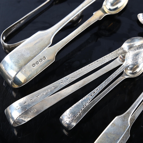 465 - 8 pairs of silver sugar tongs, including George III and Victorian, 6.3oz total