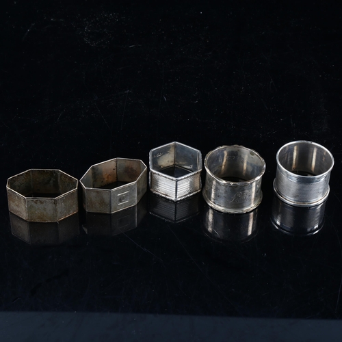 468 - 5 silver napkin rings, 4.2oz total