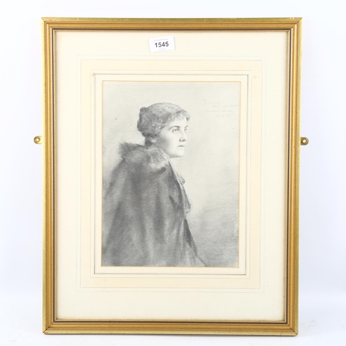 1545 - Mortimer Menpes (1860 - 1938), pencil/black chalk on paper, portrait of a lady, signed and dated 189... 