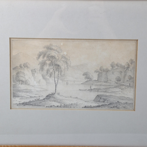 1564 - 19th century ink and wash view towards a country house, indistinct inscription dated 1851, together ... 