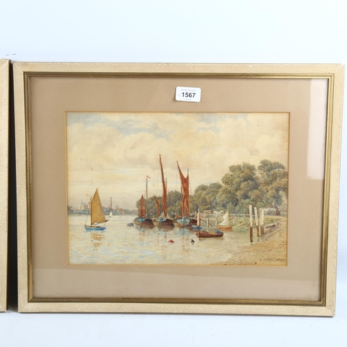 1567 - S H Baldrey, pair of watercolours, river scenes, signed, 24cm x 34cm, framed