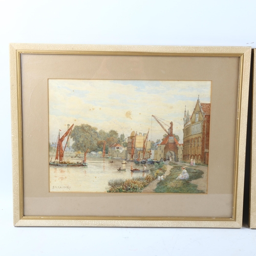 1567 - S H Baldrey, pair of watercolours, river scenes, signed, 24cm x 34cm, framed