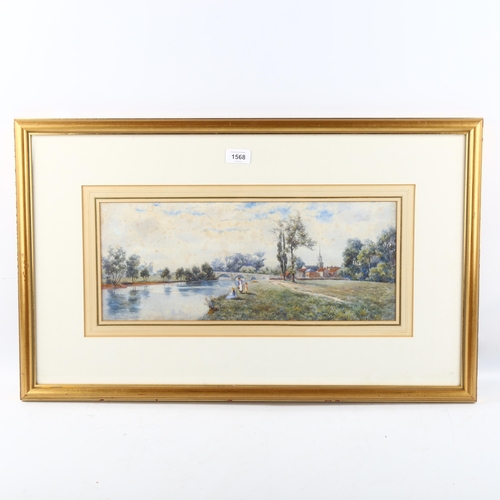 1568 - Claude Rowbotham, watercolour, Wallingford Oxfordshire, signed, 19cm x 47cm, framed