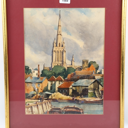 1569 - William Hyams, watercolour, Bristol, signed, 38cm x 29cm, framed