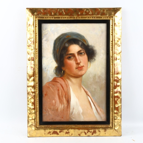 1581 - Eduardo Forlenza (1861 - 1934), oil on canvas, Italian girl, signed, 43cm x 29cm, framed